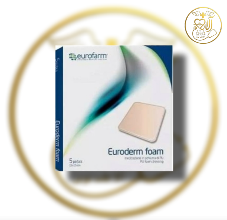 پانسمان فوم یورودرم یوروفارم (Euroderm Foam) ساخت کمپانی یوروفارم ایتالیا، یک پانسمان پیشرفته و آبدوست از جنس پلیاورتان سلولبسته است که بهطور ویژه برای مدیریت زخمهای با ترشح متوسط تا شدید طراحی شده است. این فوم با ظرفیت جذب بالا، اگزودا را به صورت عمو